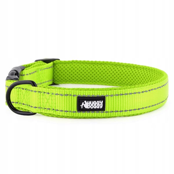 HUGGY DOGGY justerbart halsband för stora hundar REFLEKTIVA spännen SOLID L