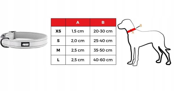HUGGY DOGGY halsband för Yorkie justerbart REFLEKTERANDE grått SOLID spänne XS