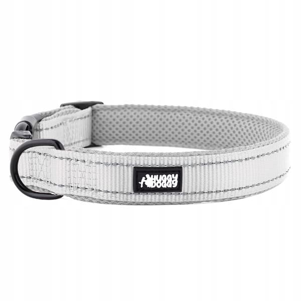 HUGGY DOGGY halsband för Yorkie justerbart REFLEKTERANDE grått SOLID spänne XS
