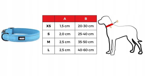 HUGGY DOGGY halsband för terrier med justering, mjukt, spänne, REFLEKTERANDE S