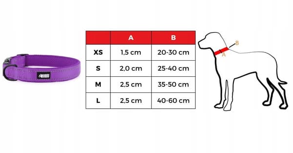 HUGGY DOGGY halsband för hundar med justerbart spänne SOLID M