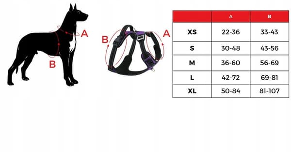 HUGGY DOGGY sele til mellemstore hunde, trykfri, stærk, JUSTERBAR M