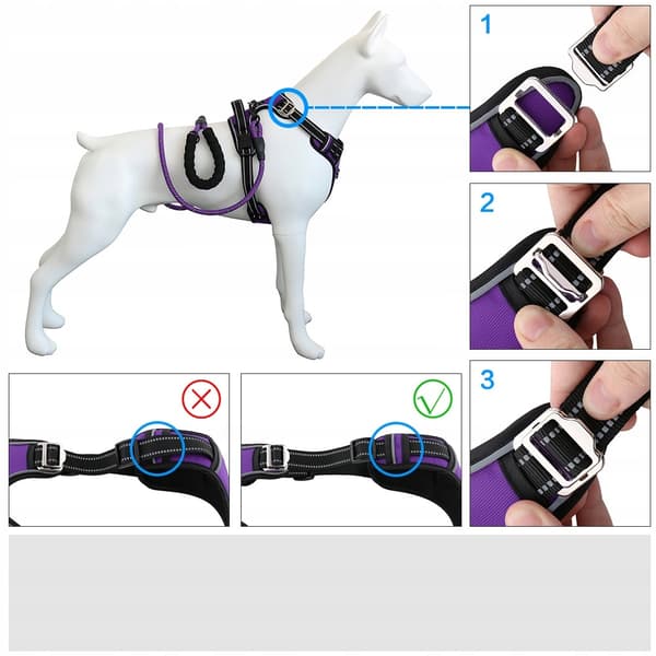 HUGGY DOGGY sele til mellemstore hunde, trykfri, stærk, JUSTERBAR M