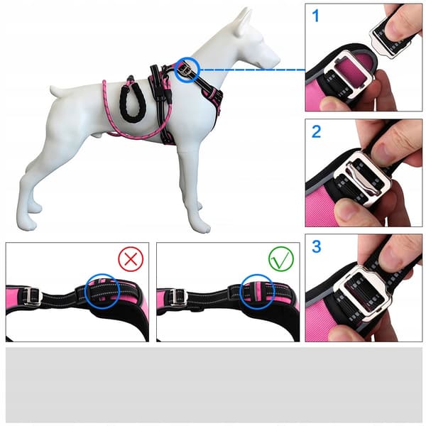 HUGGY DOGGY sele för små hundar rosa skydd tryckfri JUSTERBAR XS