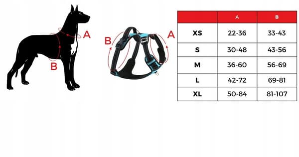 HUGGY DOGGY sele til store hunde, justerbar sele, easy walk, SOLID XL