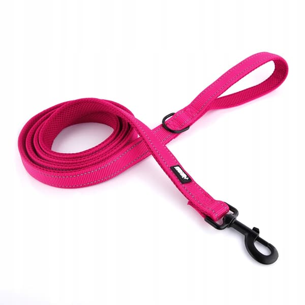 Hundesnor til lille hund, pink, 2 m, kraftig, HUGGY DOGGY S