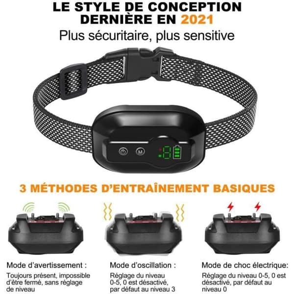 Anti Bark Hundhalsband, uppladdningsbart, IP67 vattenbeständigt och intelligent Bark Detection Vibration Halsband/Svart