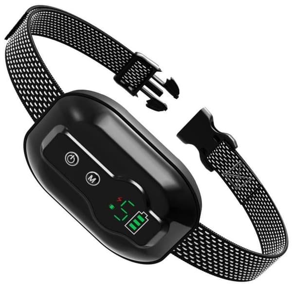 Anti Bark Hundhalsband, uppladdningsbart, IP67 vattenbeständigt och intelligent Bark Detection Vibration Halsband/Svart