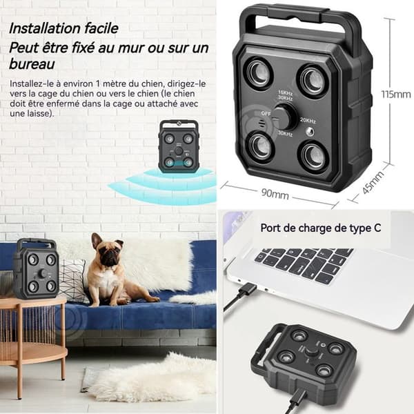 INN Anti-skällande hund ultraljud 15-30khz 3 justerbara nivåer anti-skällande enhet anti-skällande hund ultraljud anti-skällande