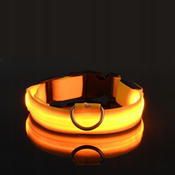DOGS LED Vedenpitävä Lemmikkipanta USB-kaapeli KELTAINEN XL 52-60cm