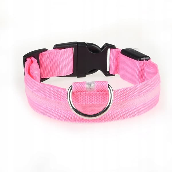DOGS LED Vedenpitävä Lemmikkikaulapanta USB-kaapeli VAALEANPUNAINEN XL 52-60cm