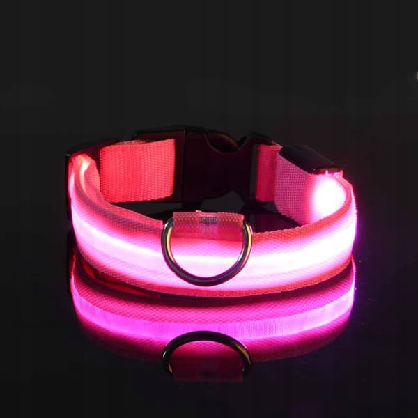 DOGS LED Vedenpitävä Lemmikkikaulapanta USB-kaapeli VAALEANPUNAINEN XL 52-60cm