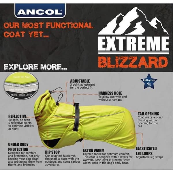 Ancol Extreme Blizzard High Visibility Dog Coat 70 cm XXL - AN980770
