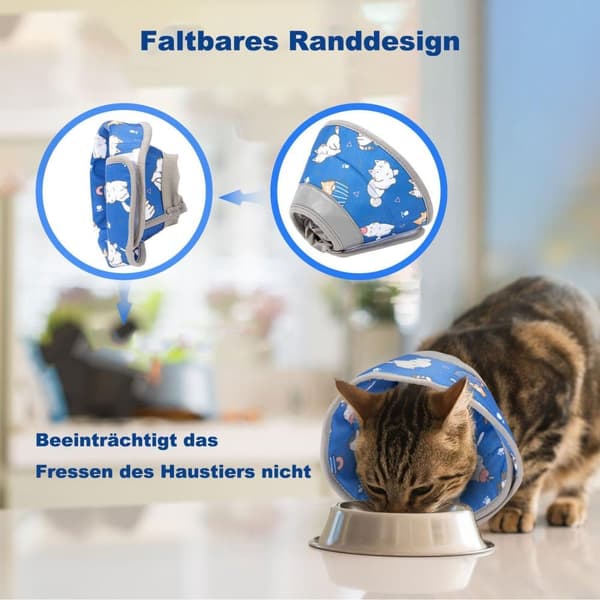 Lollanda Kattens skyddshalsband, mjukt och justerbart för att förhindra slickning av sår