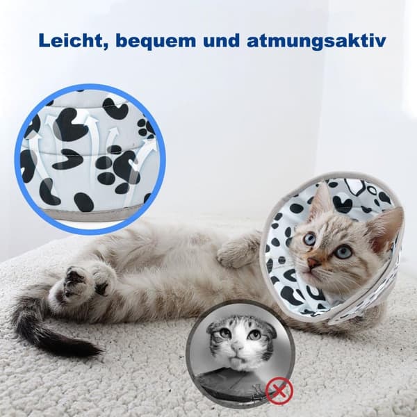 Lollanda Kattens skyddshalsband, mjukt och justerbart för att förhindra slickning av sår