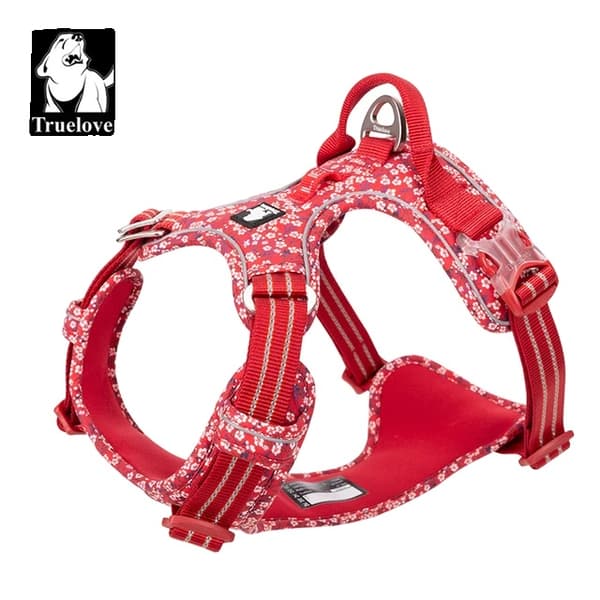 Kæledyrsele til hunde, justerbar vest, blomstret mønster, PoppyRed, L