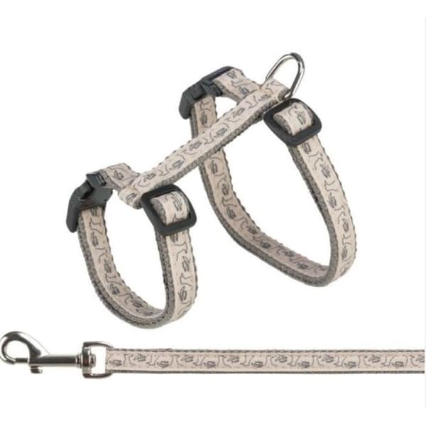 Sele med koppel - TRIXIE - 27–45 cm / 13 mm - 1,20 m - Grå / Rosa