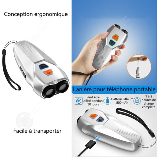 INN Anti-skallapparat 800mAh Dubbelsensor träningsavskräckningsapparat med ficklampa LE