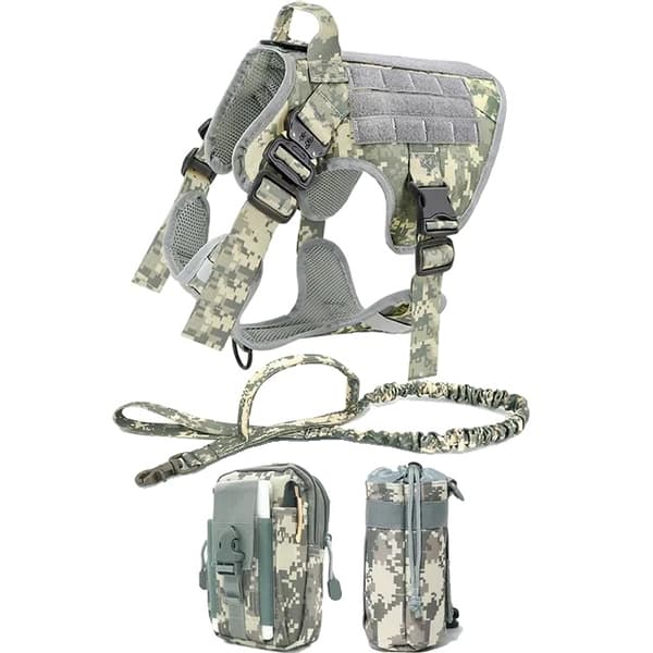 Hundesele, Taktisk Design, Justerbar Pasform,S, Grå Camo Fuldt Sæt