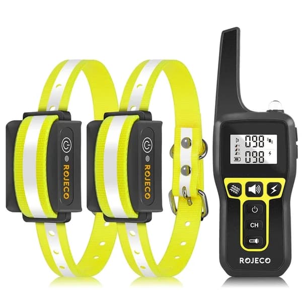 Träningshalsband, 1000M fjärrområde, justerbara nivåer,Gul 2 Kragar, Typ