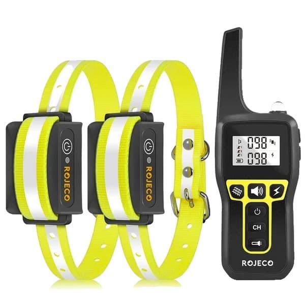 Träningshalsband, 1000M fjärrområde, justerbara nivåer,Gul 2 Kragar, Typ