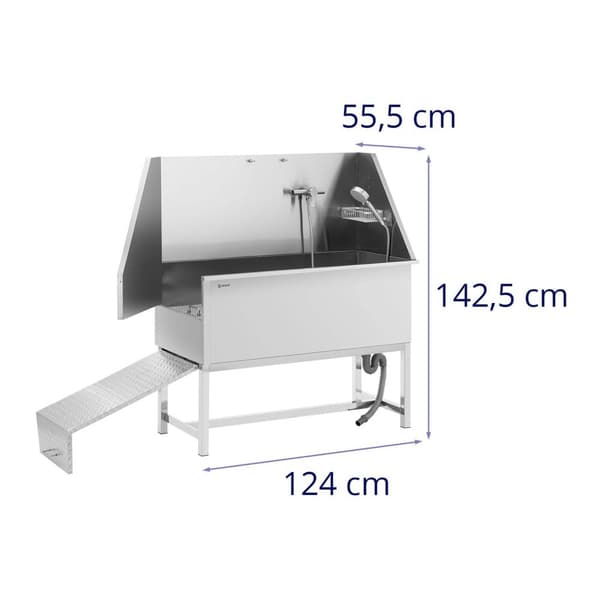 physa Hundbadkar - rostfritt stål - upp till 60 kg - med ramp