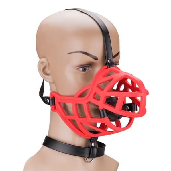Muzzle Röd - Silikon - Syntetläder - ABS - Valplek