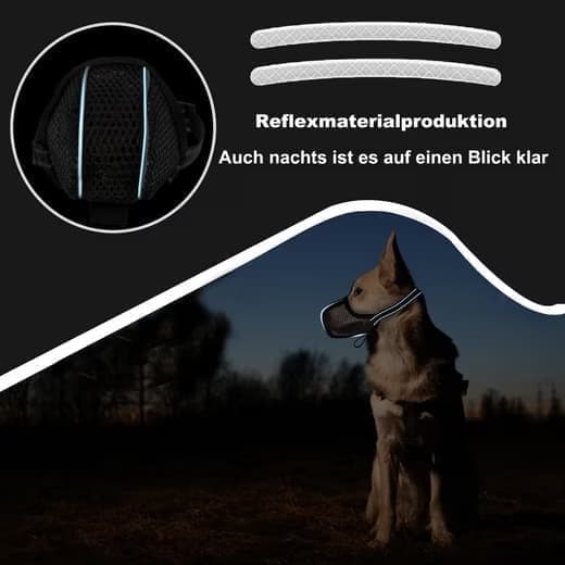 Justerbar hundemunding – åndbar, reflekterende