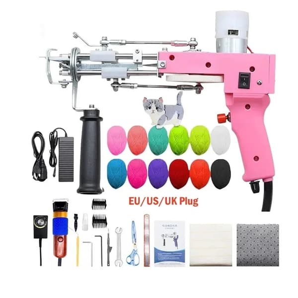 Tufting Gun Set, Elektrisk Touffing Pistol, 7 – 21mm Tufting Pistol, Rosa Set 3