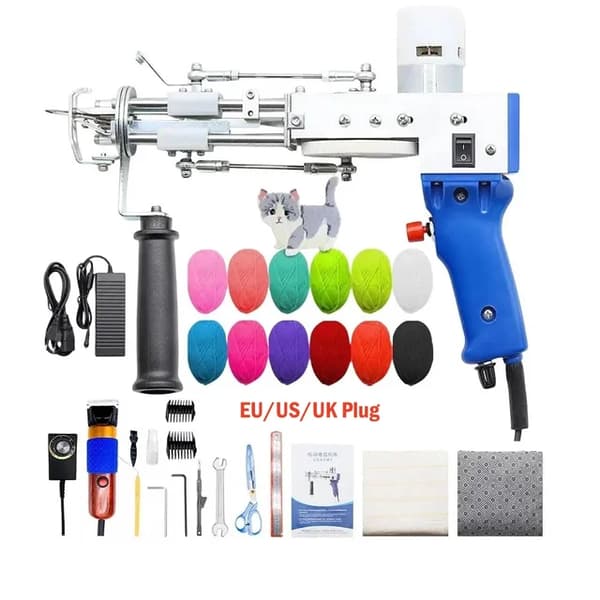 Tufting Gun Set, Elektrisk Touffing Pistol, 7 – 21mm Tufting Pistol, Blått Set 3