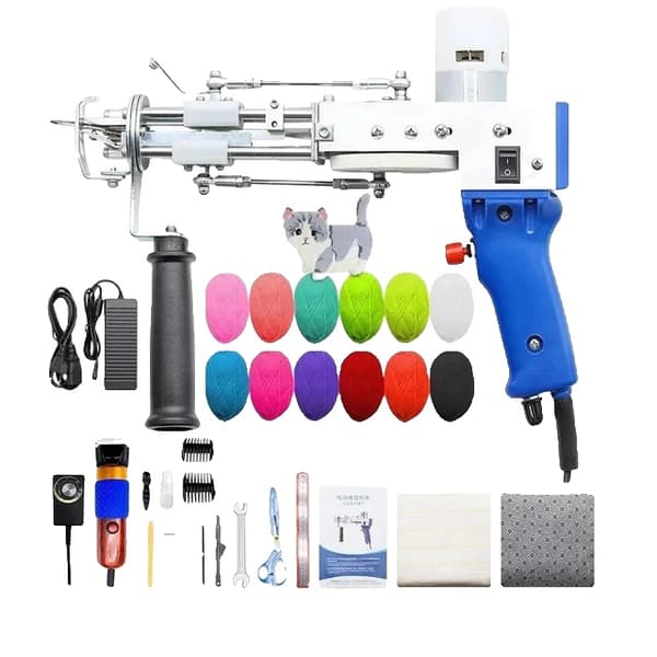 Tufting Gun Set, Elektrisk Touffing Pistol, 7 – 21mm Tufting Pistol, Blått Set 3