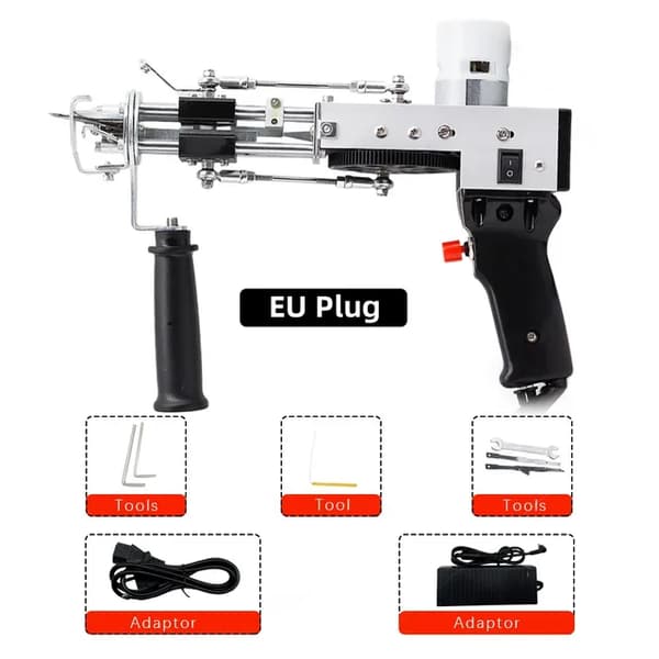 Tufting Gun Set, Elektrisk Touffing Pistol, 7 – 21mm Tufting Pistol, Svart
