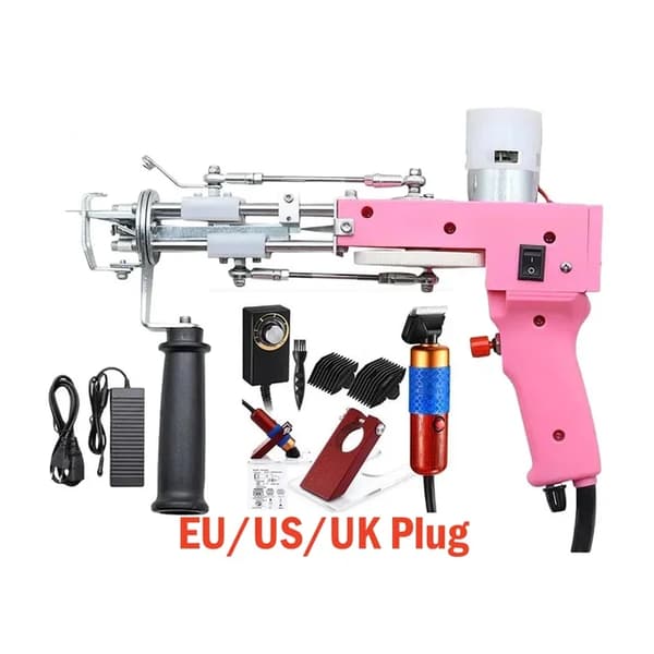 Tufting Gun Set, Elektrisk Touffing Pistol, 7 – 21mm Tufting Pistol, Rosa Set 5