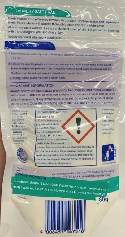 Dr. Beckmann Verhojen pesu- ja valkaisusuola 80 g