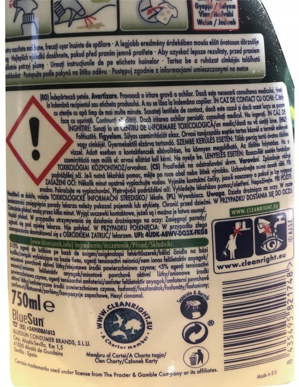 Ariel pletfjerner til farvede og hvide tekstiler 750 ml