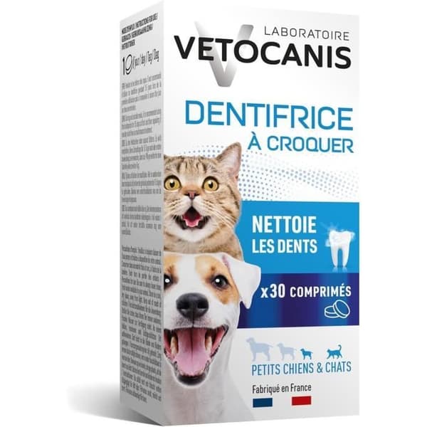 Tuggbar tandkräm - VETOCANIS - x30 tabletter för katter och små hundar