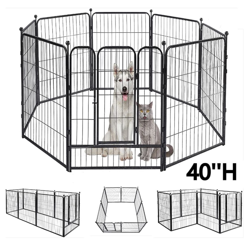 PawGiant Hundgård - 8 hörn - 68x100cm Hundhage för valpar Svart
