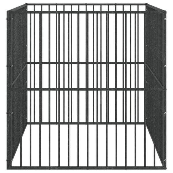 vidaXL hundegård 4 paneler galvaniseret stål sort