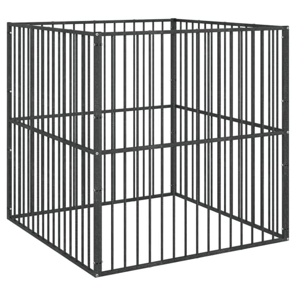 vidaXL hundegård 4 paneler galvaniseret stål sort