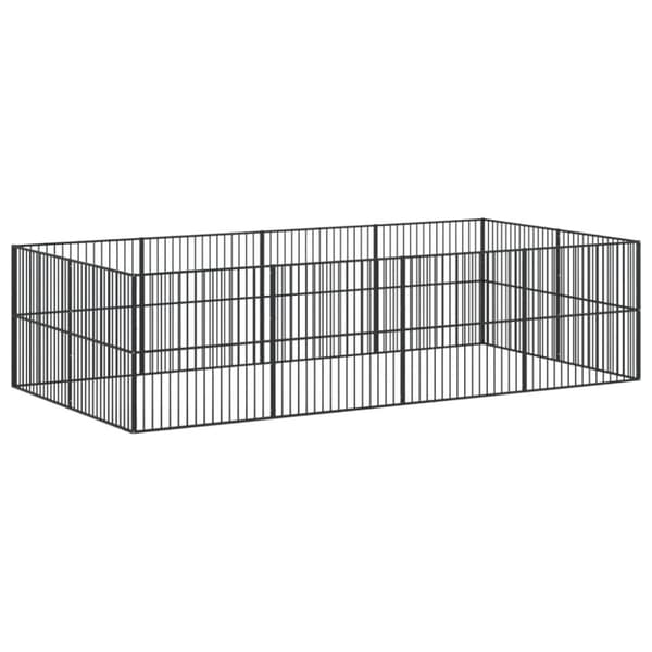 vidaXL hundegård 12 paneler galvaniseret stål sort