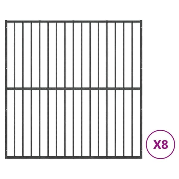 vidaXL Koiranhäkki 8 paneelia musta galvanoitu teräs