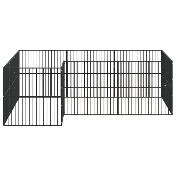 vidaXL hundegård 12 paneler galvaniseret stål sort