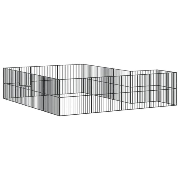 vidaXL hundegård 16 paneler galvaniseret stål sort
