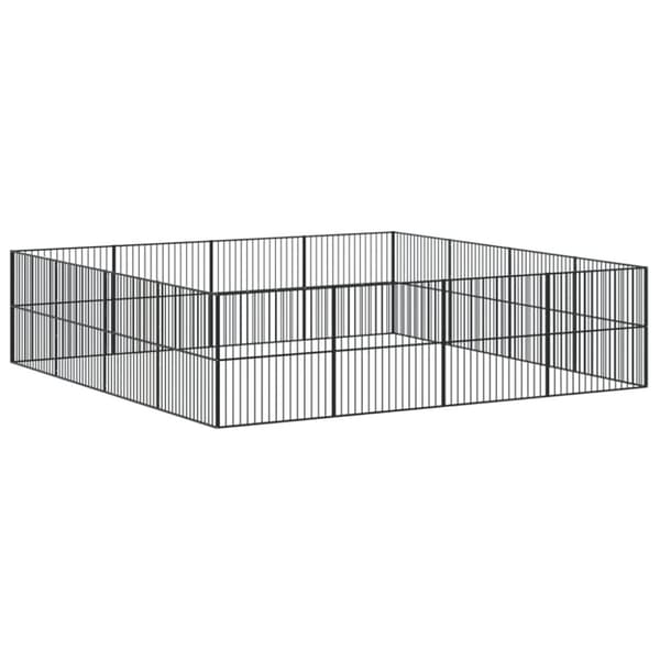 vidaXL hundegård 16 paneler galvaniseret stål sort