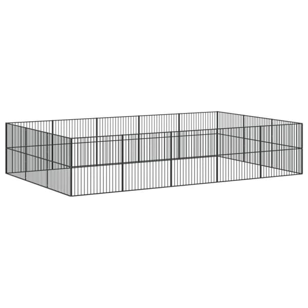 vidaXL hundegård 16 paneler galvaniseret stål sort