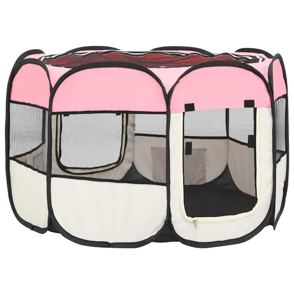 Hopfällbar hundhage med väska - Rosa