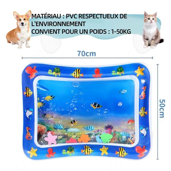 C Cat Water Matt 69x50x8cm Aquatic Sensory Lekmatta för katter och hundar Tjock vattenlekmatta Mari World Theme