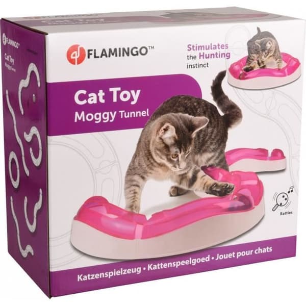Tunnel för katt - Flamingo Pet Products - MOGGY - Ø 38,5 cm - Rosa - Interaktiv
