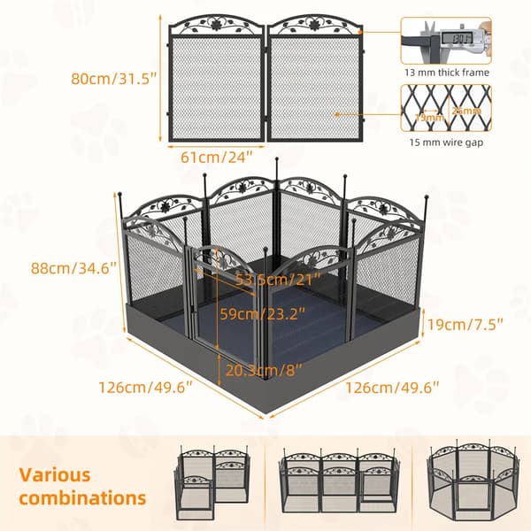 Heavy Duty Hundegård, Multifunktionelt Design, Sikker Mesh Konstruktions,sort