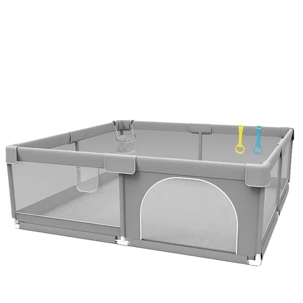 Babylekplats, säker barriär för småbarn, tvättbar och lätt att rengöra design,Ljusgrå 1.5x1.8M-a